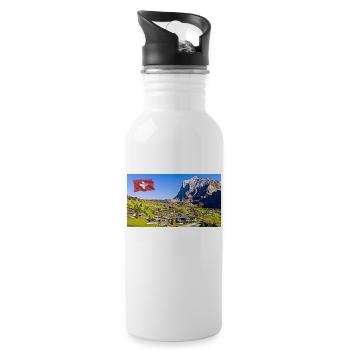 Grindelwald, Schweiz. - Trinkflasche mit integriertem Trinkhalm - Weiß - Rechts