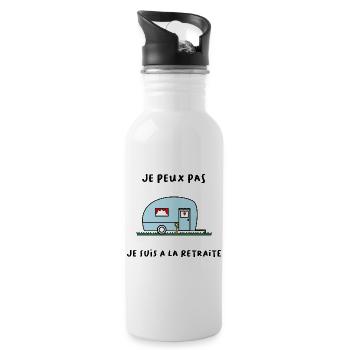 JE PEUX PAS. RETRAITE. BONNE RETRAITE - Gourde avec paille intégrée - blanc - Droite