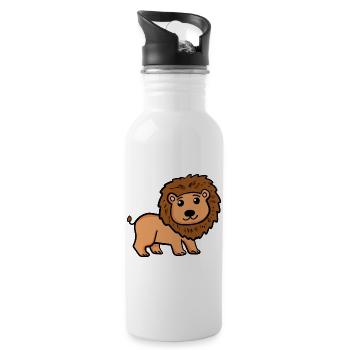 Lion doux pour enfants - Lion doux pour bébés - Gourde avec paille intégrée - blanc - Droite