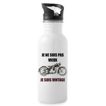 Je ne suis pas vieux je suis vintage - Gourde avec paille intégrée - blanc - Droite