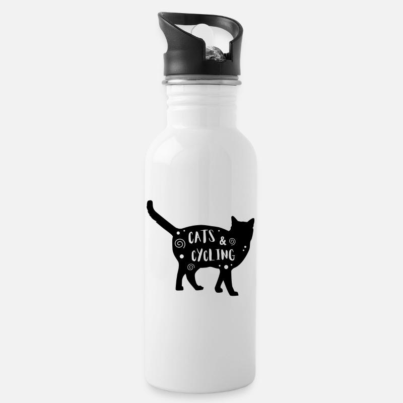 Chats & Cyclisme - Gourde avec paille intégrée - blanc