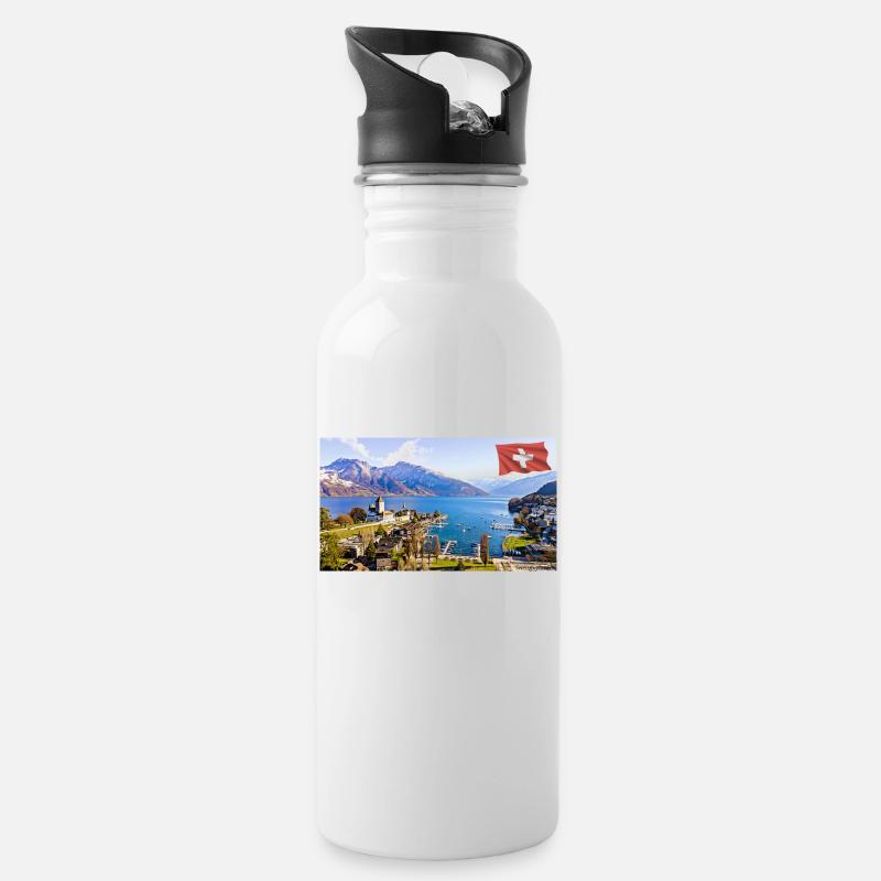 Spiez, Suisse. - Gourde avec paille intégrée - blanc