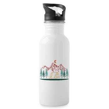 Camping Berge Nacht Zelt Natur Outdoor Abenteuer - Trinkflasche mit integriertem Trinkhalm - Weiß - Rechts