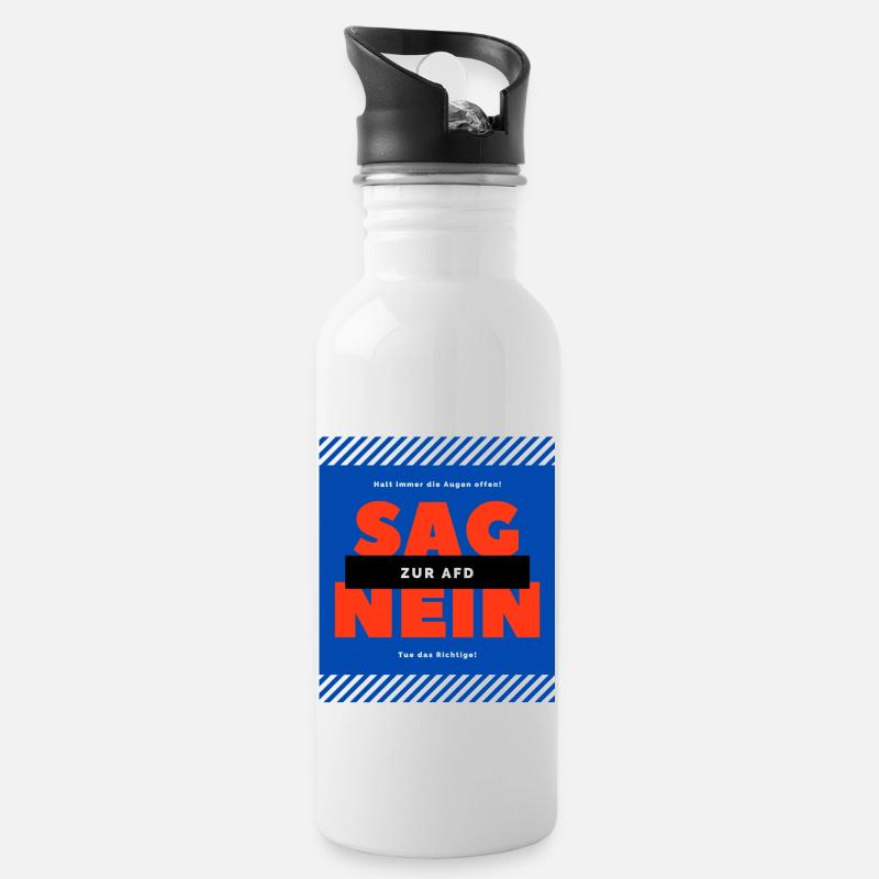 AFD! Nein! - Trinkflasche mit integriertem Trinkhalm - Weiß