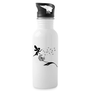 Schmetterlingdesign Pusteblumen Wiese Herzen Feen - Trinkflasche mit integriertem Trinkhalm - Weiß - Rechts