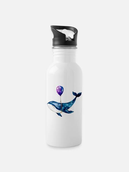 Wal Luftballon Walvisballon Aquarel Overhemd - Drinkfles met geïntegreerd rietje - wit