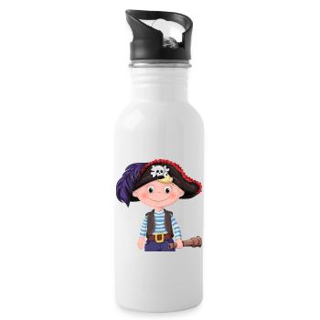 Schulkind 2021 Jungen Pirat Ahoi Bye Einschulung - Trinkflasche mit integriertem Trinkhalm - Weiß - Rechts