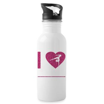 I Love Gymnastics, Gymnastics, Gymnast - Trinkflasche mit integriertem Trinkhalm - Weiß - Rechts