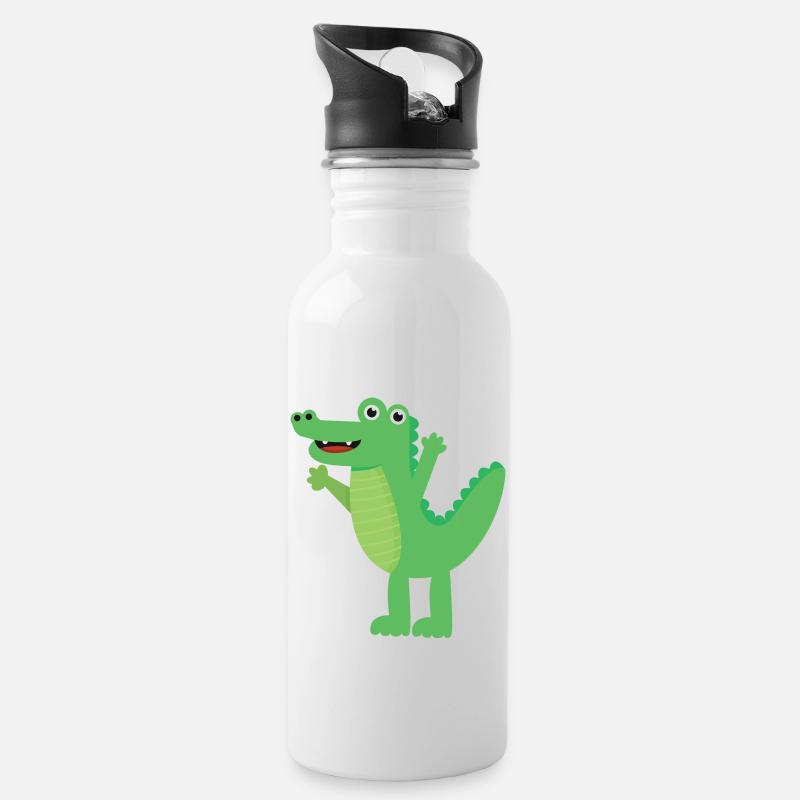 Crocodile - Gourde avec paille intégrée - blanc