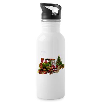 Santa mit einem Zug - Trinkflasche mit integriertem Trinkhalm - Weiß - Rechts