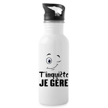T'inquiète Je Gère - Gourde avec paille intégrée - blanc - Droite