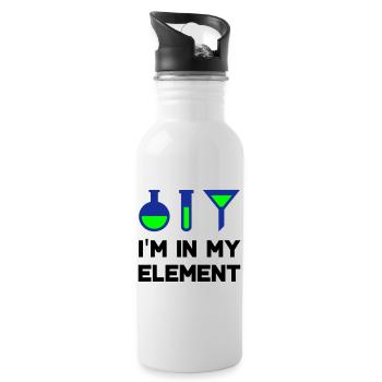I'm in my element (flask, test tube, funnel) - Water bottle with straw - white - Right
