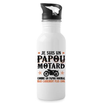 Je Suis Un Papou Motard Grand-père Cadeau Moto - Gourde avec paille intégrée - blanc - Droite