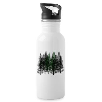 Fir Autumn October Winter Nature Wilderness Environment - Water bottle with straw - white - Right