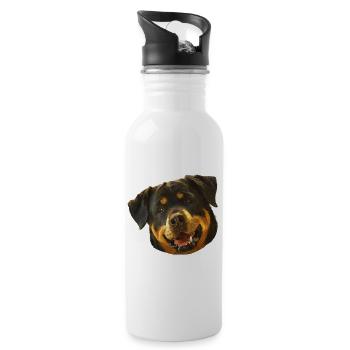 Rottweiler - Gourde avec paille intégrée - blanc - Droite