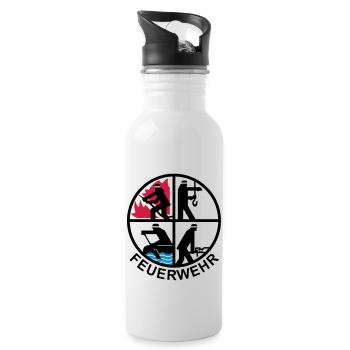Feuerwehr 4 Logo 1 - Trinkflasche mit integriertem Trinkhalm - Weiß - Rechts