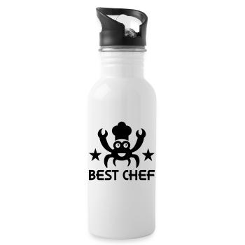 Meilleur chef (crabe, chapeau de chef, étoiles) - Gourde avec paille intégrée - blanc - Droite