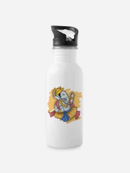 Indien Inder Hindu Ganesha Gott Land I Geschenk - Trinkflasche mit integriertem Trinkhalm - Weiß