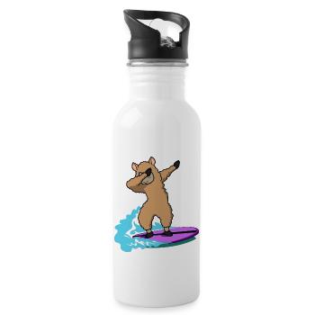 dab dabbing lama surfen animals weihnachten kinder - Trinkflasche mit integriertem Trinkhalm - Weiß - Rechts
