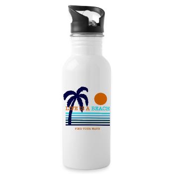 Life is a beach, find your wave - Trinkflasche mit integriertem Trinkhalm - Weiß - Rechts