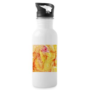 Farbverlauf gelb rot - Trinkflasche mit integriertem Trinkhalm - Weiß - Rechts