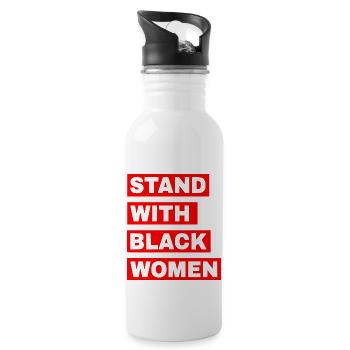 Stand with black women - Trinkflasche mit integriertem Trinkhalm - Weiß - Rechts
