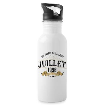26 Ans Anniversaire Vintage Né(e) en Juillet 1996 - Gourde avec paille intégrée - blanc - Droite