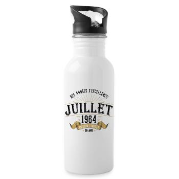 58 Ans Anniversaire Vintage Né(e) en Juillet 1964 - Gourde avec paille intégrée - blanc - Droite