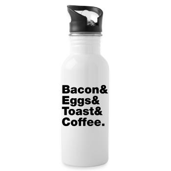 Breakfast (Bacon & Eggs & Toast & Coffee.) - Water bottle with straw - white - Right