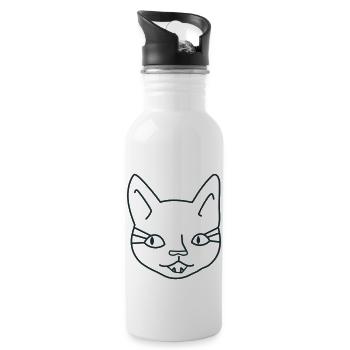 Mädchen Katzengesicht - Trinkflasche mit integriertem Trinkhalm - Weiß - Rechts