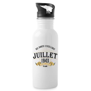 79 Ans Anniversaire Vintage Né(e) en Juillet 1943 - Gourde avec paille intégrée - blanc - Droite