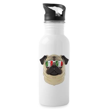 Pug Italy Sunglasses I Italian Flag - Water bottle with straw - white - Right