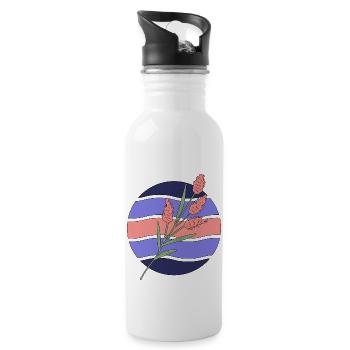 Minimal Blume Wellen Muster Urlaub Ferien Sommer - Trinkflasche mit integriertem Trinkhalm - Weiß - Rechts