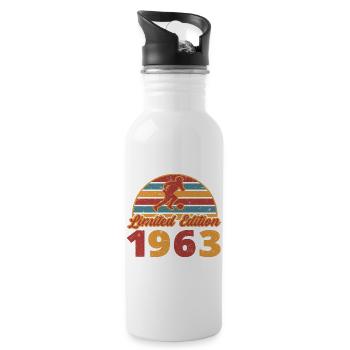 Football Footballer Sports Birthday Year of construction 1963 - Water bottle with straw - white - Right