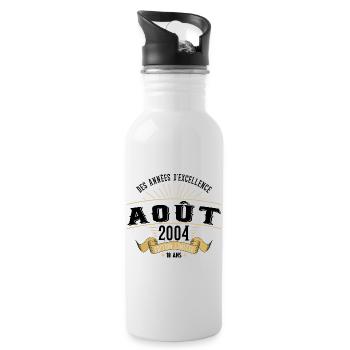18 Ans Anniversaire Vintage Né(e) en Août 2004 - Gourde avec paille intégrée - blanc - Droite
