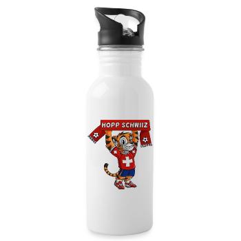 Swiss Fantiger Hopp Schwiiz - Water bottle with straw - white - Right