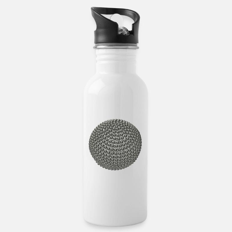 Titanbälle in 3D-Optik - Trinkflasche mit integriertem Trinkhalm - Weiß