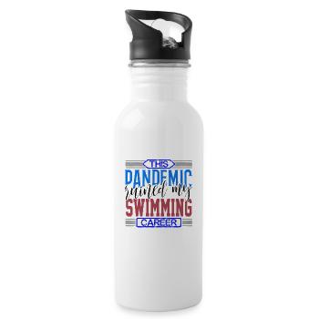 Swimmer Gift Pandemic Ruined my Swimming Career - Water bottle with straw - white - Right