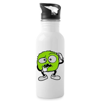 Comic skeptical face monster - Water bottle with straw - white - Right