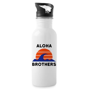Frères Aloha (soleil avec lignes, vagues) - Gourde avec paille intégrée - blanc - Droite