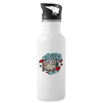 Verrückter Hühnerhaufen - Trinkflasche mit integriertem Trinkhalm - Weiß - Rechts