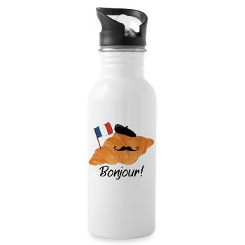 Bonjour Croissant - Drôle Français Nourriture - Gourde avec paille intégrée - blanc - Droite