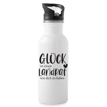 Landrat Ehrenamt Politiker Politik Geschenk - Trinkflasche mit integriertem Trinkhalm - Weiß - Rechts