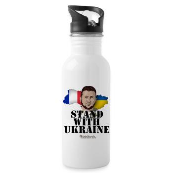 Ukraine France Stand with Ukraine - Trinkflasche mit integriertem Trinkhalm - Weiß - Rechts