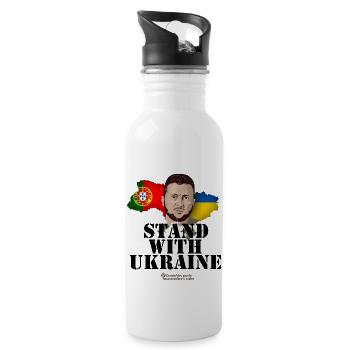 Ukraine Portugal Unterstützer T-Shirt Design - Trinkflasche mit integriertem Trinkhalm - Weiß - Rechts