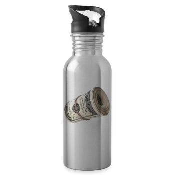 Rouleau d’argent - Cash Roll - Billets de cent dollars - Gourde avec paille intégrée - argent clair - Droite