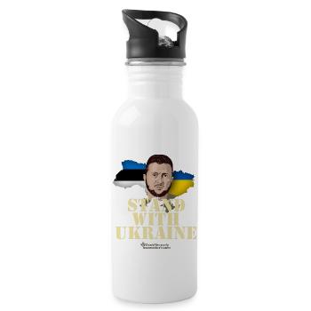 Selenskyj T-Shirt Estland Stand with Ukraine - Trinkflasche mit integriertem Trinkhalm - Weiß - Rechts