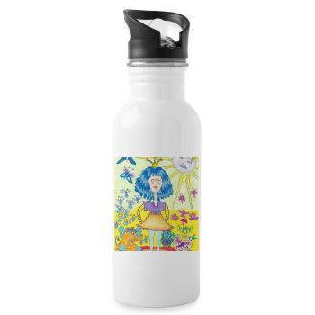 JasminEs World - Trinkflasche mit integriertem Trinkhalm - Weiß - Rechts