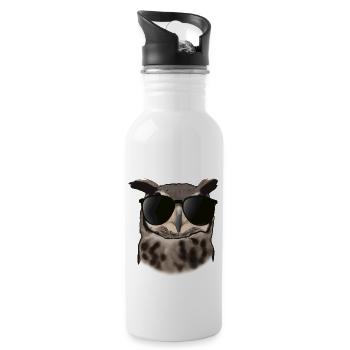 Eule mit Sonnenbrille Geschenkidee - Trinkflasche mit integriertem Trinkhalm - Weiß - Rechts