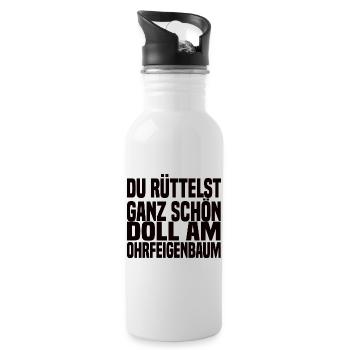 Ohrfeigenbaum Lustiger Spruch - Trinkflasche mit integriertem Trinkhalm - Weiß - Rechts